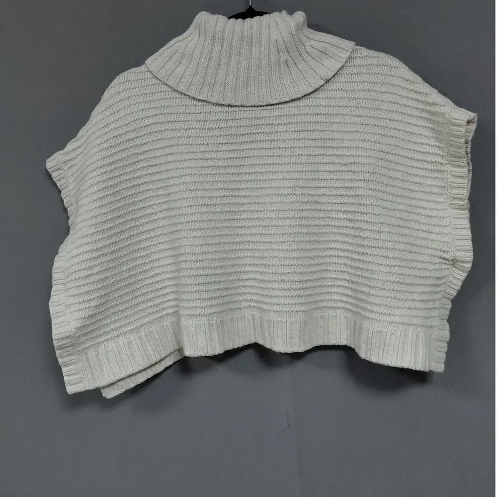 Gap Wool Blend Cable Knit Turtleneck Poncho Sweater Kids Size S